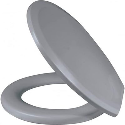 Assento Sanitário Universal Oval Plus Almofadado Cinza.