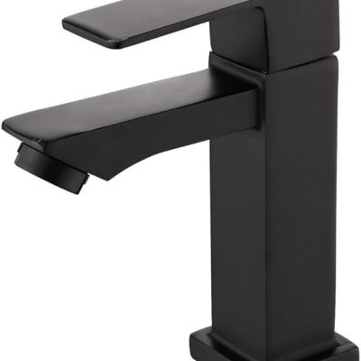 Torneira Banheiro Luxo Quadrada 1/4 Volta Inox Aço Preta
