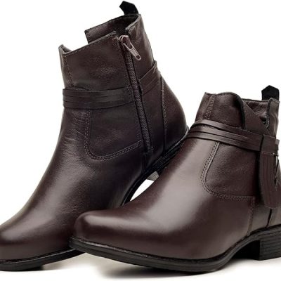 Bota Feminina Cano Curto em Couro Legítimo