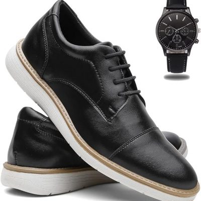 Sapato Social Masculino Casual Oxford Estilo + Relógio.