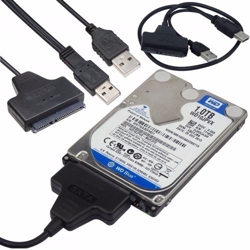 Cabo Sata USB 2.0 / 3.0 Dual + Fonte De Energia P4 12V 3A HDD Desktop SSD 2.5 e 3.5 até 2TB