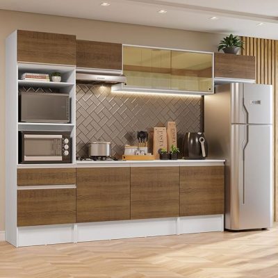 Armário de Cozinha Completa 300cm Branco/rustic Diamante