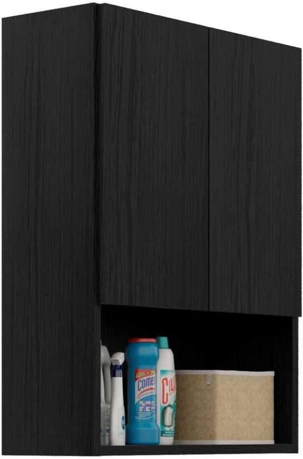 Armário de Banheiro/lavanderia com 02 Portas Multimóveis Preto.