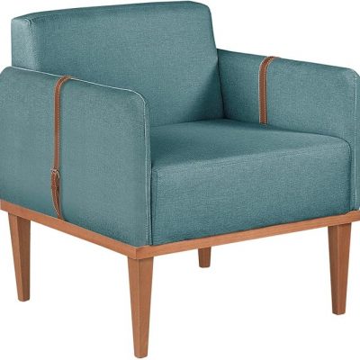 Poltrona Duali em Linho Agarb Decor Cor:Linho Azul.
