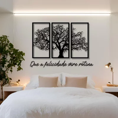 Quadros Decorativos Quarto Kit Quadro para Sala Quarto + Frase Decoração.