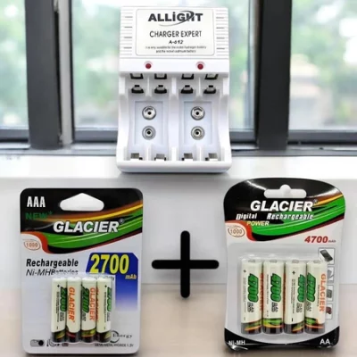 Kit Carregador de Pilhas Recarregaveis AA AAA Bateria 9V Bivolt