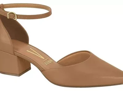 Scarpin Vizzano Salto Bloco Bico Fino Com Fecho