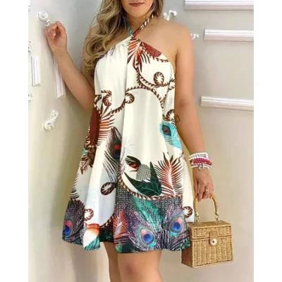 Vestido Largo Feminino 2023 Summer Sexy Off-Shoulder Halter Laced-Up.