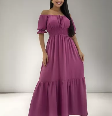 Vestido Longo Feminino Evangélico Chique Soltinho Ciganinha