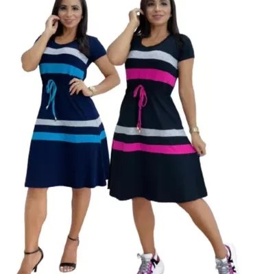 Kit 2 Vestidos Midi Godê Confortável Malha Premium Promoção Especial