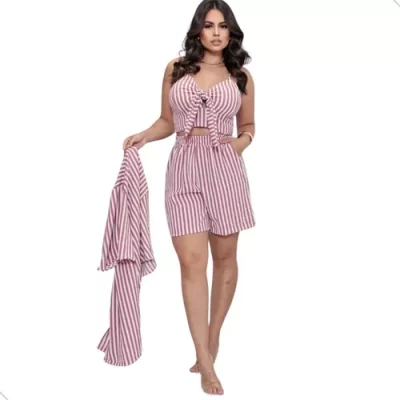 Conjunto Feminino Kimono ( Short Kinomo Cropped ) Look Verão