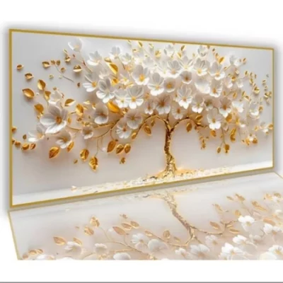 Quadro decorativo 112x80 Grande árvore da vida petala branca-Envio imediato