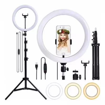 Ringlinght Led Luz Flash Estudio Profissional Com Tripe 210m Cor da estrutura Preto Cor da luz 03 Três Cores 110V/220V (BiVolt)