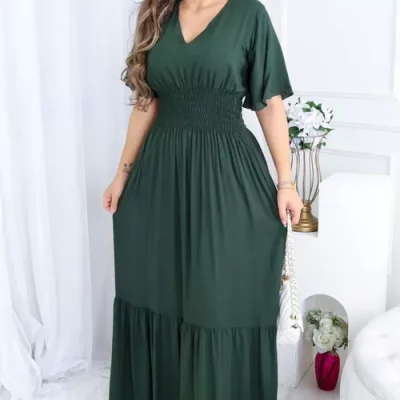 Vestido Longo Manga Flaire Moda Feminina Cristã