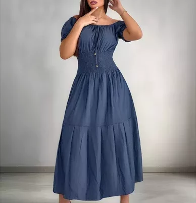 Vestido Longo Evangélico Jeans Ciganinha Fenda Elegante