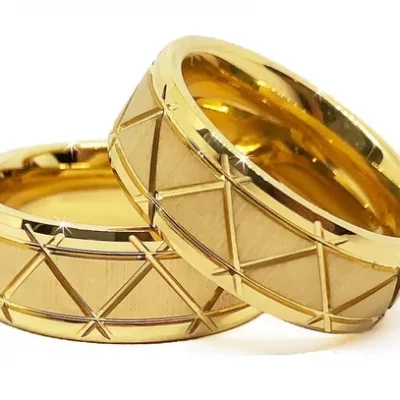 Par De Alianças Banhadas Ouro 18k + Tungstênio - Modelo Luxo