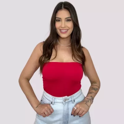 Cropped Top Faixa Tomara Que Caia Tube Blogueira Gringa Chic