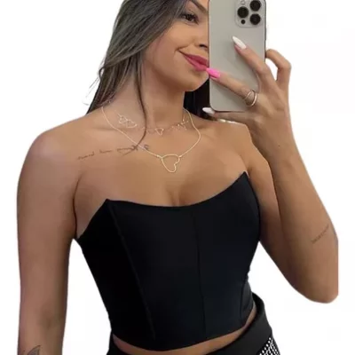 Cropped Top Corselet Corset Feminino Bojo Tomara Que Caia.