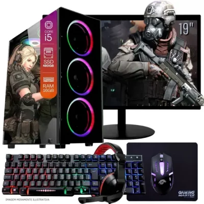 Computador PC Gamer Completo TOB Intel Core i5 SSD 480GB 16GB Teclado Mouse Mouse