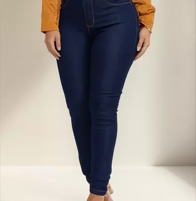 Calça Jeans Preta Feminina Super Lycra Skinny Cintura Alta