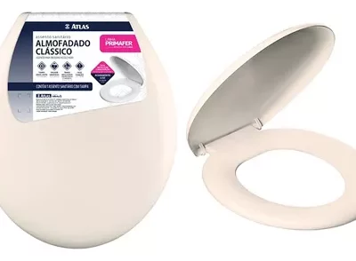 Tampa Vaso Sanitario Atlas Vaso Privada Almofadado Cor Bege