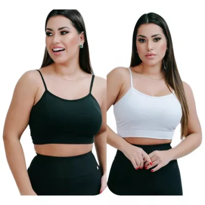 Kit-2 Top Alcinha Fina Academia Fitness C/ Bojo Suplex Power