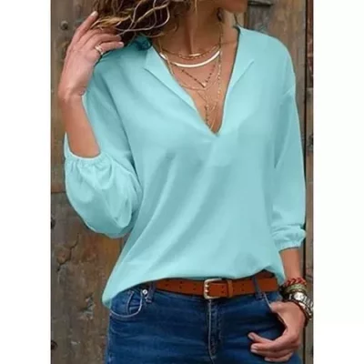 Blusa Feminina Manga 3/4 Duna Alfaiataria Social Básica Crepe