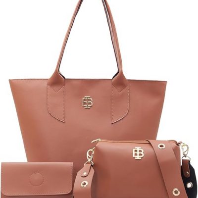 Kit Bolsa Feminina Sacola Grande 1 Bolsa Transversal e 1 Carteira 3 peças