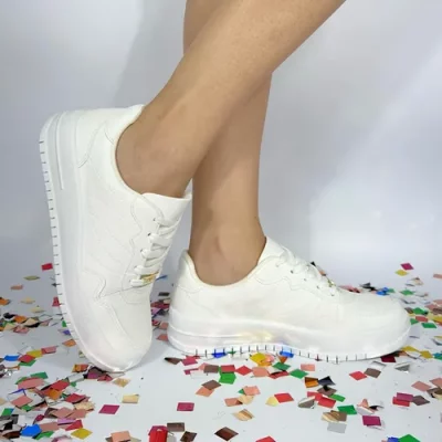 Tênis Casual Branco Feminino Sola Reta Vizzano Confortável