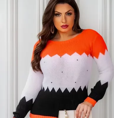 Roupa Para Frio Feminina Outuno Inverno Manga Longa Tricô