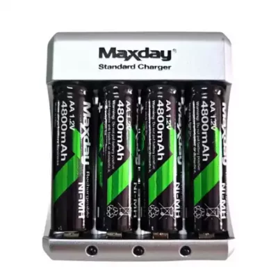 Kit Carregador Portátil + 4 Pilhas AA4800mah Recarregáveis