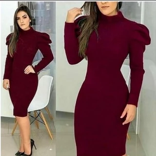 VESTIDO TUBINHO GOLA ALTA