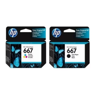 Kit Cartucho Tinta Original Hp 667 Preto/colorido