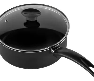 Panela Avulsa Antiaderente Preto 16cm Tampa De Vidro