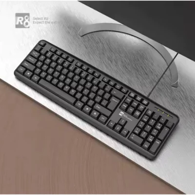 Teclado Office R8 com Fio Usb Abnt2 Silencioso para computador notebook