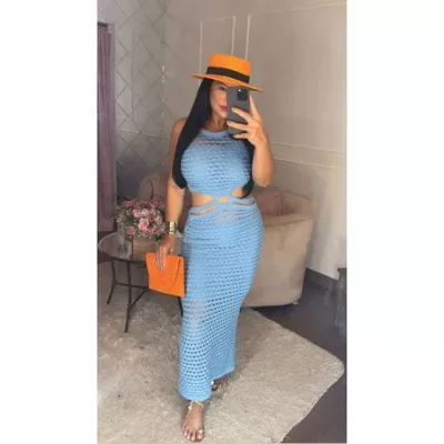Vestido trico luxo elegante casual