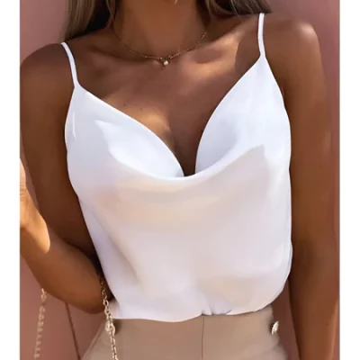 Blusa Regata Gola Boba Feminina Elegante Alça Fina Regulável