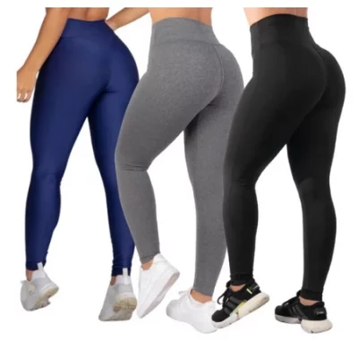 Kit 3 Calça Leg Legging Premium Suplex Levanta Bumbum Tecido