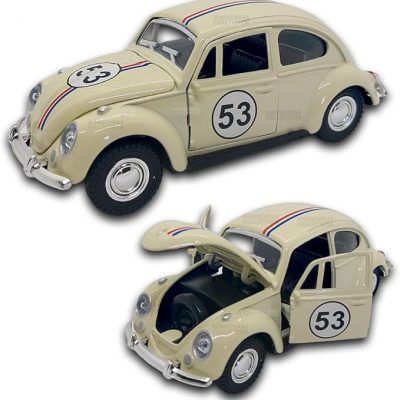 Carrinho de ferro Fusca 53, Miniatura de carro colecionável, abre portas e capô