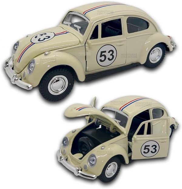 Carrinho de ferro Fusca 53, Miniatura de carro colecionável, abre portas e capô