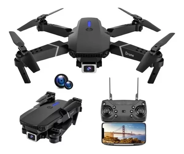 Drone Com Câmera 4k Dupla Full Hd Foto Filma Cor Preto