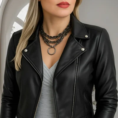 Jaqueta Feminina Semi Couro Modela Corpo Courino Sofisticada