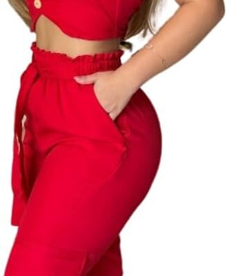 Conjunto Alfaiataria Feminino Calça e Cropped