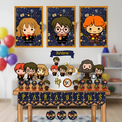 Kit Topo De Bolo Harry Potter Festa Aniversário Grátis 24ad Harry Potter
