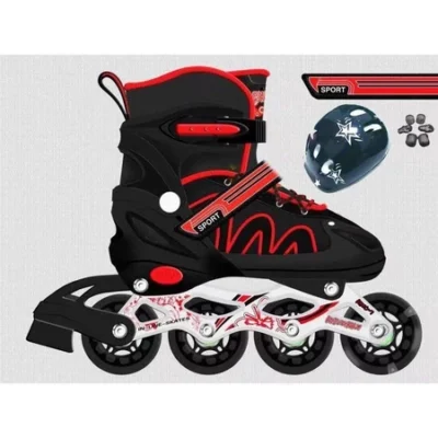 Patins Roller Inline Ajustável Com Luz De Led Com Kit Proteção