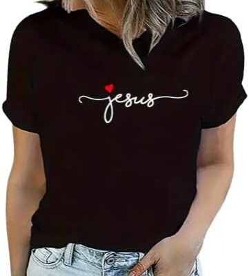 Camiseta Cristã T-shirt Gospel Evangélica Jesus Feminina 100% Algodão- Preta