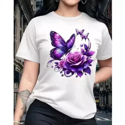 T-shirt Camiseta Estampada Feminina Borboleta