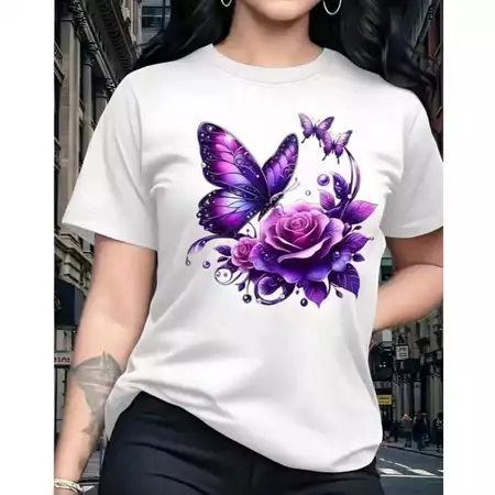 T-shirt Camiseta Estampada Feminina Borboleta
