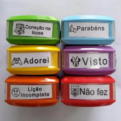 Carimbo Automático Kit Pedagógico Com 6 Carimbos