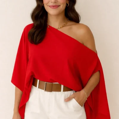Blusa Cropped Capa Virginia Ampla Ombro Caído Boho Com Top